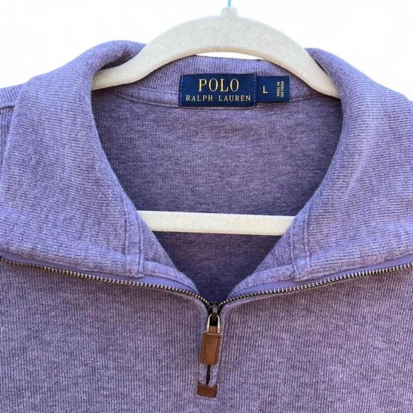 Polo Ralph Lauren Estate Rib Quarter-Zip Sweater | Lavender | Men's Large - Picture 5 of 7
